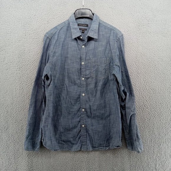 Banana Republic Shirt Mens Medium Blue Slate Denim‎ Chambray Camden Fit - Picture 1 of 7